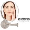 imageOVENTE 7quot Wall Mounted Makeup Mirror with 1X10X Magnification Double Sided Magnifying Round Bathroom Vanity Mirror 360 Swivel Design Extendable and Folding Arm Antique Bronze MNLFW70ABZ1X10XNickel Brushed