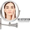 imageOVENTE 7quot Wall Mounted Makeup Mirror with 1X10X Magnification Double Sided Magnifying Round Bathroom Vanity Mirror 360 Swivel Design Extendable and Folding Arm Antique Bronze MNLFW70ABZ1X10XNickel Brushed