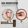 imageOVENTE 7quot Wall Mounted Makeup Mirror with 1X10X Magnification Double Sided Magnifying Round Bathroom Vanity Mirror 360 Swivel Design Extendable and Folding Arm Antique Bronze MNLFW70ABZ1X10XAntique Bronze