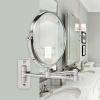 imageOVENTE 7quot Wall Mounted Makeup Mirror with 1X10X Magnification Double Sided Magnifying Round Bathroom Vanity Mirror 360 Swivel Design Extendable and Folding Arm Antique Bronze MNLFW70ABZ1X10XNickel Brushed