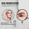 imageOVENTE 7quot Wall Mounted Makeup Mirror with 1X10X Magnification Double Sided Magnifying Round Bathroom Vanity Mirror 360 Swivel Design Extendable and Folding Arm Antique Bronze MNLFW70ABZ1X10XPolished Chrome