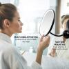 imageOVENTE 9 Lighted Wall Mount Makeup Mirror with Mini Magnetic 10X Magnifying Mirror Rechargeable Vanity Mirror Touch Screen Dimmable LED Lights Flexible Gooseneck ampamp Suction Mounting Black MOW22B