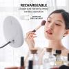 imageOVENTE 9 Lighted Wall Mount Makeup Mirror with Mini Magnetic 10X Magnifying Mirror Rechargeable Vanity Mirror Touch Screen Dimmable LED Lights Flexible Gooseneck ampamp Suction Mounting White MOW22W