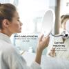 imageOVENTE 9 Lighted Wall Mount Makeup Mirror with Mini Magnetic 10X Magnifying Mirror Rechargeable Vanity Mirror Touch Screen Dimmable LED Lights Flexible Gooseneck ampamp Suction Mounting White MOW22W