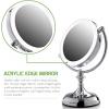 imageOVENTE 9quot Lighted Tabletop Makeup Mirror with 1X5X Magnification DoubleSided Magnifying Vanity Mirror with Dimmable LED Lights 360 Swivel Design and Dual Power Supply Polished Chrome MGT95CH1X5XPolished Chrome
