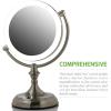 imageOVENTE 9quot Lighted Tabletop Makeup Mirror with 1X5X Magnification DoubleSided Magnifying Vanity Mirror with Dimmable LED Lights 360 Swivel Design and Dual Power Supply Polished Chrome MGT95CH1X5XNickel Brushed