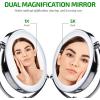 imageOVENTE 9quot Lighted Tabletop Makeup Mirror with 1X5X Magnification DoubleSided Magnifying Vanity Mirror with Dimmable LED Lights 360 Swivel Design and Dual Power Supply Polished Chrome MGT95CH1X5XPolished Chrome