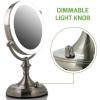 imageOVENTE 9quot Lighted Tabletop Makeup Mirror with 1X5X Magnification DoubleSided Magnifying Vanity Mirror with Dimmable LED Lights 360 Swivel Design and Dual Power Supply Polished Chrome MGT95CH1X5XNickel Brushed