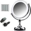 imageOVENTE 9quot Lighted Tabletop Makeup Mirror with 1X5X Magnification DoubleSided Magnifying Vanity Mirror with Dimmable LED Lights 360 Swivel Design and Dual Power Supply Polished Chrome MGT95CH1X5XPolished Chrome