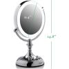 imageOVENTE 9quot Lighted Tabletop Makeup Mirror with 1X5X Magnification DoubleSided Magnifying Vanity Mirror with Dimmable LED Lights 360 Swivel Design and Dual Power Supply Polished Chrome MGT95CH1X5XPolished Chrome
