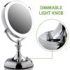 imageOVENTE 9quot Lighted Tabletop Makeup Mirror with 1X5X Magnification DoubleSided Magnifying Vanity Mirror with Dimmable LED Lights 360 Swivel Design and Dual Power Supply Polished Chrome MGT95CH1X5XPolished Chrome