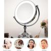 imageOVENTE 9quot Lighted Tabletop Makeup Mirror with 1X5X Magnification DoubleSided Magnifying Vanity Mirror with Dimmable LED Lights 360 Swivel Design and Dual Power Supply Polished Chrome MGT95CH1X5XPolished Chrome