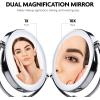 imageOVENTE 9quot Lighted Tabletop Makeup Mirror with 1X5X Magnification DoubleSided Magnifying Vanity Mirror with Dimmable LED Lights 360 Swivel Design and Dual Power Supply Polished Chrome MGT95CH1X5XPolished Chrome