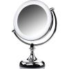 imageOVENTE 9quot Lighted Tabletop Makeup Mirror with 1X5X Magnification DoubleSided Magnifying Vanity Mirror with Dimmable LED Lights 360 Swivel Design and Dual Power Supply Polished Chrome MGT95CH1X5XPolished Chrome