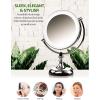 imageOVENTE 9quot Lighted Tabletop Makeup Mirror with 1X5X Magnification DoubleSided Magnifying Vanity Mirror with Dimmable LED Lights 360 Swivel Design and Dual Power Supply Polished Chrome MGT95CH1X5XPolished Chrome