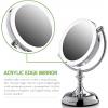 imageOVENTE 9quot Lighted Tabletop Makeup Mirror with 1X5X Magnification DoubleSided Magnifying Vanity Mirror with Dimmable LED Lights 360 Swivel Design and Dual Power Supply Polished Chrome MGT95CH1X5XPolished Chrome