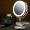 imageOVENTE 9quot Lighted Tabletop Makeup Mirror with 1X5X Magnification DoubleSided Magnifying Vanity Mirror with Dimmable LED Lights 360 Swivel Design and Dual Power Supply Polished Chrome MGT95CH1X5XPolished Chrome