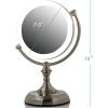 imageOVENTE 9quot Lighted Tabletop Makeup Mirror with 1X5X Magnification DoubleSided Magnifying Vanity Mirror with Dimmable LED Lights 360 Swivel Design and Dual Power Supply Polished Chrome MGT95CH1X5XNickel Brushed