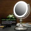 imageOVENTE 9quot Lighted Tabletop Makeup Mirror with 1X5X Magnification DoubleSided Magnifying Vanity Mirror with Dimmable LED Lights 360 Swivel Design and Dual Power Supply Polished Chrome MGT95CH1X5XNickel Brushed