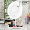 imageOVENTE 9quot Lighted Tabletop Makeup Mirror with Mini Magnetic 10X Magnifying Mirror Touch Screen Dimmable LED Lights Rechargeable ampamp Portable Vanity Mirror Perfect for Bathroom or Travel White MOT22W
