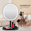 imageOVENTE 9quot Lighted Tabletop Makeup Mirror with Mini Magnetic 10X Magnifying Mirror Touch Screen Dimmable LED Lights Rechargeable ampamp Portable Vanity Mirror Perfect for Bathroom or Travel Black MOT22BBlack