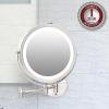 imageOVENTE 9quot Lighted Wall Mount Makeup Mirror with 1X7X Magnification Cordless Double Sided Magnifying Round Vanity Mirror 360 Swivel Design Extendable and Folding Arm Antique Bronze MFW85ABZ1X7XNickel Brushed