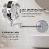 imageOVENTE 9quot Lighted Wall Mount Makeup Mirror with 1X7X Magnification Cordless Double Sided Magnifying Round Vanity Mirror 360 Swivel Design Extendable and Folding Arm Antique Bronze MFW85ABZ1X7XPolished Chrome