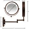 imageOVENTE 9quot Lighted Wall Mount Makeup Mirror with 1X7X Magnification Cordless Double Sided Magnifying Round Vanity Mirror 360 Swivel Design Extendable and Folding Arm Antique Bronze MFW85ABZ1X7XAntique Bronze