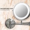 imageOVENTE 9quot Lighted Wall Mount Makeup Mirror with 1X7X Magnification Cordless Double Sided Magnifying Round Vanity Mirror 360 Swivel Design Extendable and Folding Arm Antique Bronze MFW85ABZ1X7XNickel Brushed