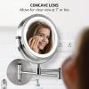 imageOVENTE 9quot Lighted Wall Mount Makeup Mirror with 1X7X Magnification Cordless Double Sided Magnifying Round Vanity Mirror 360 Swivel Design Extendable and Folding Arm Antique Bronze MFW85ABZ1X7XNickel Brushed
