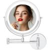 imageOVENTE 9quot Lighted Wall Mount Makeup Mirror with 1X7X Magnification Cordless Double Sided Magnifying Round Vanity Mirror 360 Swivel Design Extendable and Folding Arm Antique Bronze MFW85ABZ1X7XPolished Chrome