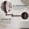 imageOVENTE 9quot Lighted Wall Mount Makeup Mirror with 1X7X Magnification Cordless Double Sided Magnifying Round Vanity Mirror 360 Swivel Design Extendable and Folding Arm Antique Bronze MFW85ABZ1X7XAntique Bronze
