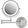 imageOVENTE 9quot Lighted Wall Mount Makeup Mirror with 1X7X Magnification Cordless Double Sided Magnifying Round Vanity Mirror 360 Swivel Design Extendable and Folding Arm Antique Bronze MFW85ABZ1X7XNickel Brushed