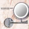 imageOVENTE 9quot Lighted Wall Mount Makeup Mirror with 1X7X Magnification Cordless Double Sided Magnifying Round Vanity Mirror 360 Swivel Design Extendable and Folding Arm Antique Bronze MFW85ABZ1X7XPolished Chrome
