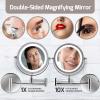 imageOVENTE 9quot Lighted Wall Mount Makeup Mirror with 1X7X Magnification Cordless Double Sided Magnifying Round Vanity Mirror 360 Swivel Design Extendable and Folding Arm Antique Bronze MFW85ABZ1X7XPolished Chrome