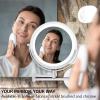 imageOVENTE 9quot Lighted Wall Mount Makeup Mirror with 1X7X Magnification Cordless Double Sided Magnifying Round Vanity Mirror 360 Swivel Design Extendable and Folding Arm Antique Bronze MFW85ABZ1X7XPolished Chrome