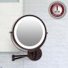 imageOVENTE 9quot Lighted Wall Mount Makeup Mirror with 1X7X Magnification Cordless Double Sided Magnifying Round Vanity Mirror 360 Swivel Design Extendable and Folding Arm Antique Bronze MFW85ABZ1X7XAntique Bronze