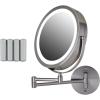 imageOVENTE 9quot Lighted Wall Mount Makeup Mirror with 1X7X Magnification Cordless Double Sided Magnifying Round Vanity Mirror 360 Swivel Design Extendable and Folding Arm Antique Bronze MFW85ABZ1X7XNickel Brushed