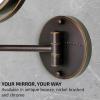 imageOVENTE 9quot Lighted Wall Mount Makeup Mirror with 1X7X Magnification Cordless Double Sided Magnifying Round Vanity Mirror 360 Swivel Design Extendable and Folding Arm Antique Bronze MFW85ABZ1X7XAntique Bronze