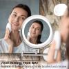 imageOVENTE 9quot Lighted Wall Mount Makeup Mirror with 1X7X Magnification Cordless Double Sided Magnifying Round Vanity Mirror 360 Swivel Design Extendable and Folding Arm Antique Bronze MFW85ABZ1X7XNickel Brushed