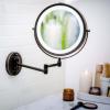imageOVENTE 9quot Lighted Wall Mount Makeup Mirror with 1X7X Magnification Cordless Double Sided Magnifying Round Vanity Mirror 360 Swivel Design Extendable and Folding Arm Antique Bronze MFW85ABZ1X7XAntique Bronze