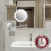 imageOVENTE 9quot Lighted Wall Mount Makeup Mirror with 1X7X Magnification Cordless Double Sided Magnifying Round Vanity Mirror 360 Swivel Design Extendable and Folding Arm Antique Bronze MFW85ABZ1X7XPolished Chrome