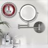 imageOVENTE 9quot Lighted Wall Mount Makeup Mirror with 1X7X Magnification Cordless Double Sided Magnifying Round Vanity Mirror 360 Swivel Design Extendable and Folding Arm Antique Bronze MFW85ABZ1X7XNickel Brushed