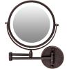 imageOVENTE 9quot Lighted Wall Mount Makeup Mirror with 1X7X Magnification Cordless Double Sided Magnifying Round Vanity Mirror 360 Swivel Design Extendable and Folding Arm Antique Bronze MFW85ABZ1X7XAntique Bronze