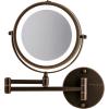 imageOVENTE 9quot Lighted Wall Mount Makeup Mirror with 1X7X Magnification Cordless Double Sided Magnifying Round Vanity Mirror 360 Swivel Design Extendable and Folding Arm Antique Bronze MFW85ABZ1X7XAntique Bronze