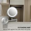 imageOVENTE 9quot Lighted Wall Mount Makeup Mirror with 1X7X Magnification Cordless Double Sided Magnifying Round Vanity Mirror 360 Swivel Design Extendable and Folding Arm Antique Bronze MFW85ABZ1X7XPolished Chrome