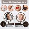 imageOVENTE 9quot Lighted Wall Mount Makeup Mirror with 1X7X Magnification Cordless Double Sided Magnifying Round Vanity Mirror 360 Swivel Design Extendable and Folding Arm Antique Bronze MFW85ABZ1X7XAntique Bronze