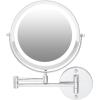 imageOVENTE 9quot Lighted Wall Mount Makeup Mirror with 1X7X Magnification Cordless Double Sided Magnifying Round Vanity Mirror 360 Swivel Design Extendable and Folding Arm Antique Bronze MFW85ABZ1X7XPolished Chrome