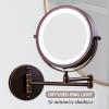 imageOVENTE 9quot Lighted Wall Mount Makeup Mirror with 1X7X Magnification Cordless Double Sided Magnifying Round Vanity Mirror 360 Swivel Design Extendable and Folding Arm Antique Bronze MFW85ABZ1X7XAntique Bronze