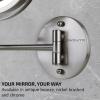 imageOVENTE 9quot Lighted Wall Mount Makeup Mirror with 1X7X Magnification Cordless Double Sided Magnifying Round Vanity Mirror 360 Swivel Design Extendable and Folding Arm Antique Bronze MFW85ABZ1X7XNickel Brushed